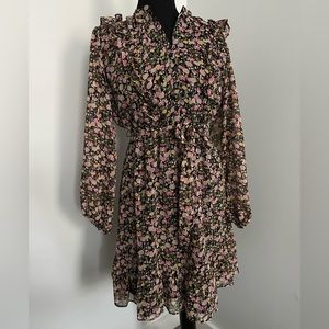LC Lauren Conrad Floral Shimmer Ruffle Dress, size S